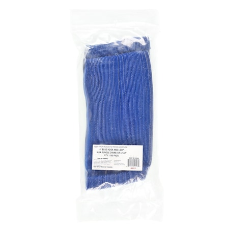 South Main Hardware Cable Tie, 8 in L, 2.3 in Max Bundle Dia., Blue, 6 lbs Strength, 100 PK 222171